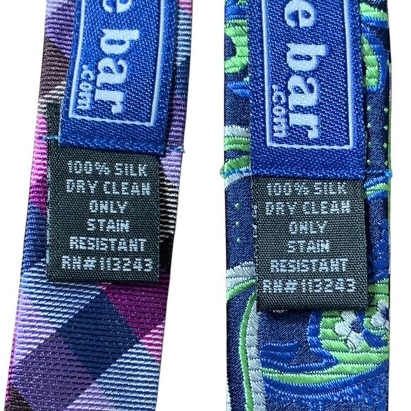 The Tie Bar Set of 2 Silk Bow Ties Men's Stain Resistant Adjustable Multi-Color - Picture 5 of 11